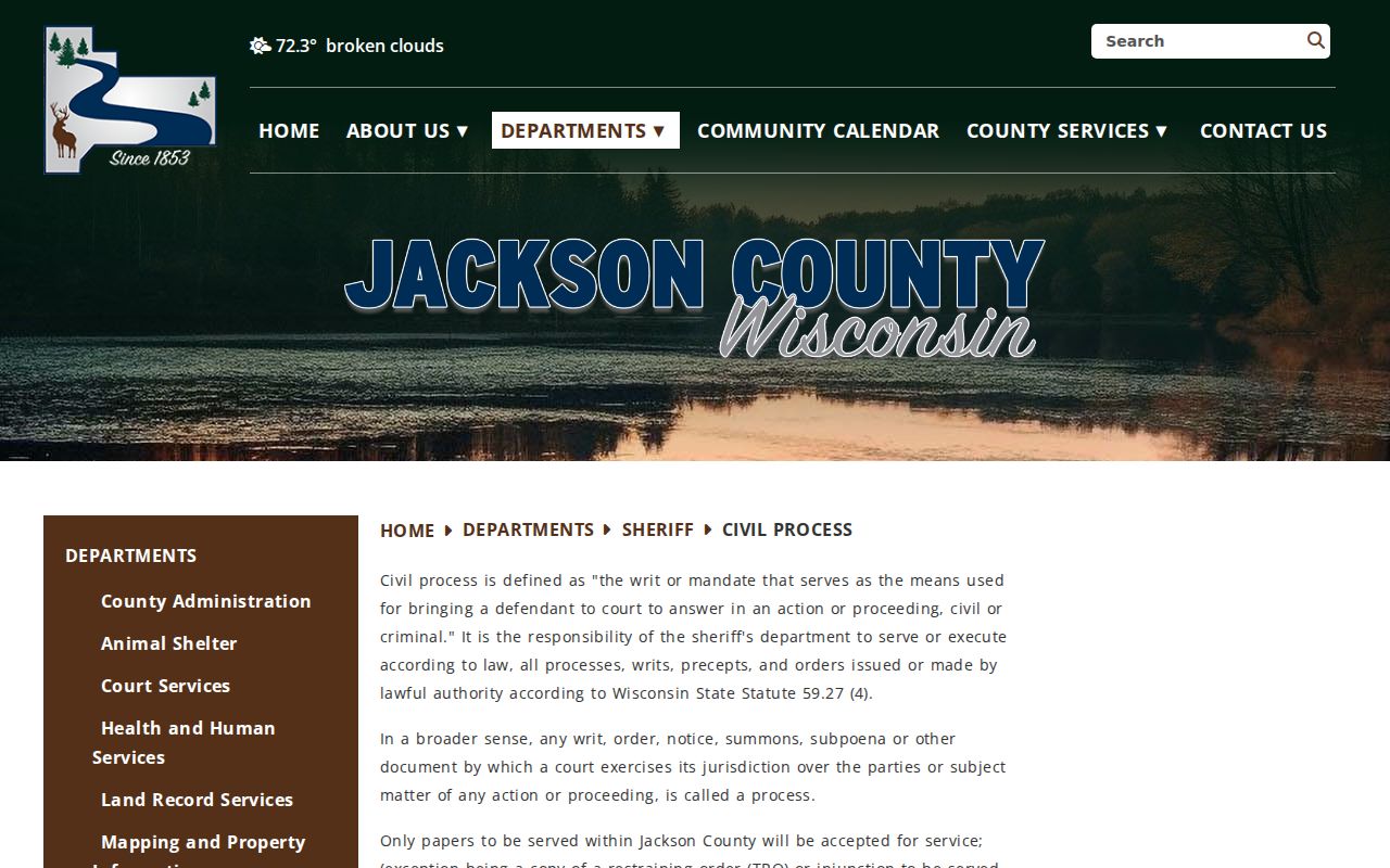 Jackson County sheriff records and civil process office information