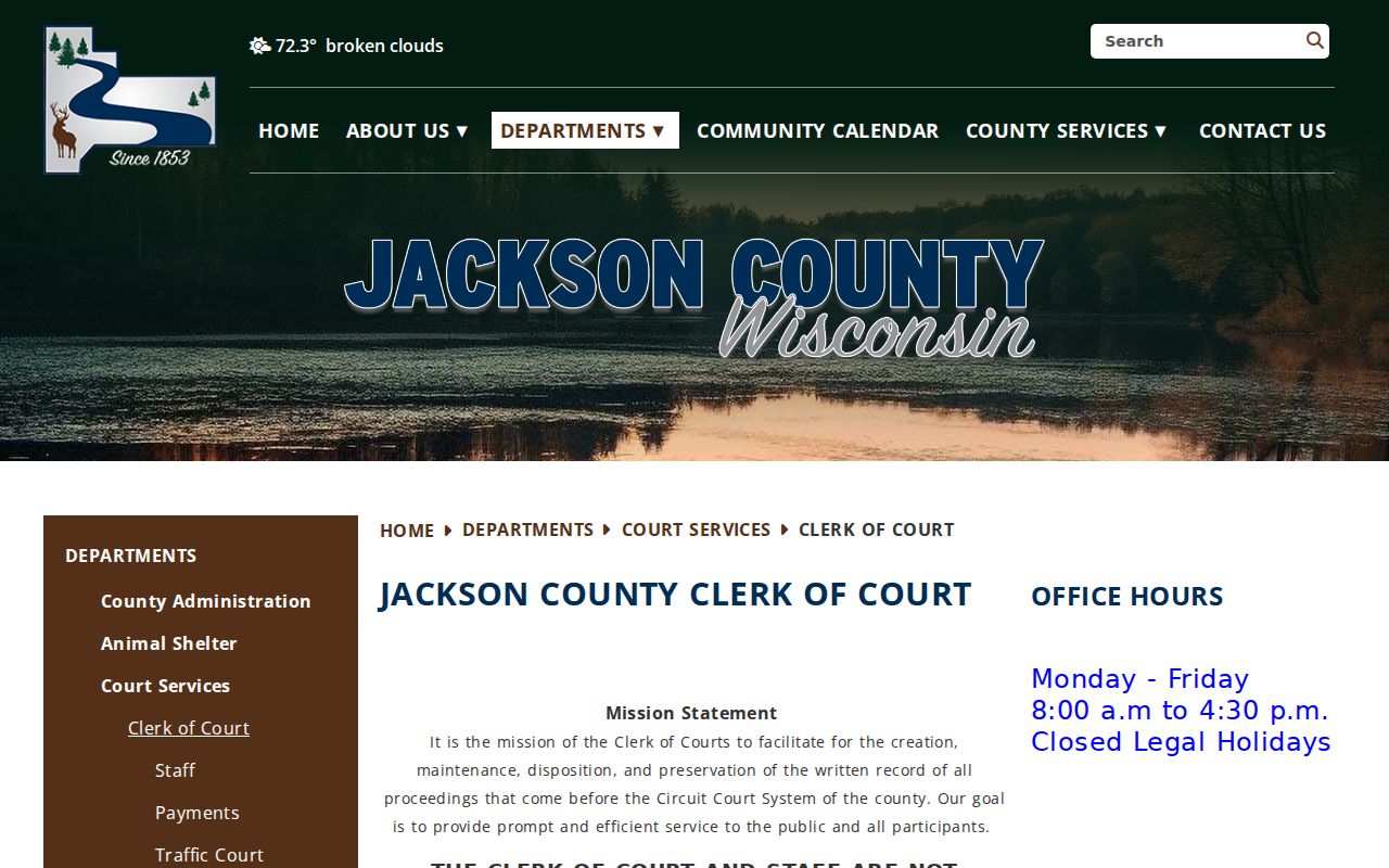 Jackson County criminal court clerk records page